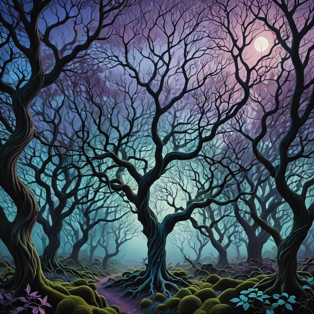 Enchanted Twilight Forest: Surreal Hidden Object Artwork