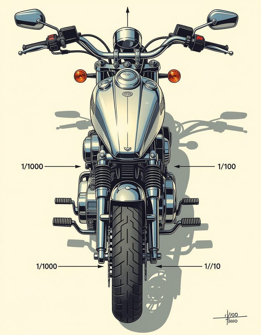 Technical Drawing of an Axe with Annotations