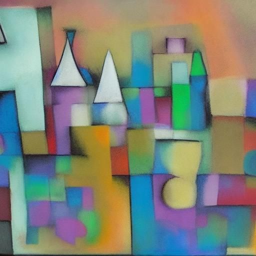 Two teddy bears making love doggy style in the night - stile of Poul Klee, Myro, Canaletto