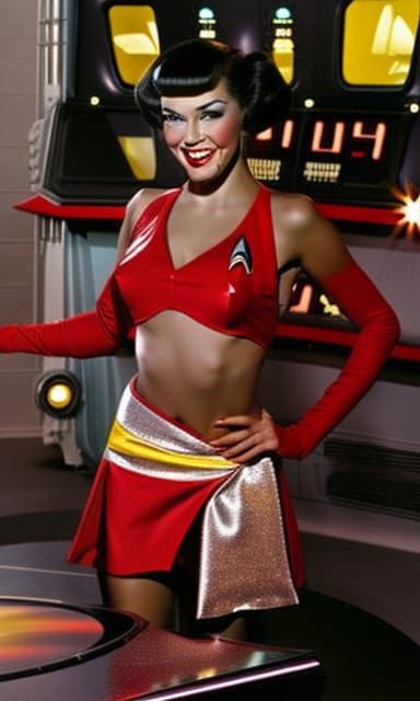Retro Sci-Fi Star Trek Space Girl in Space
