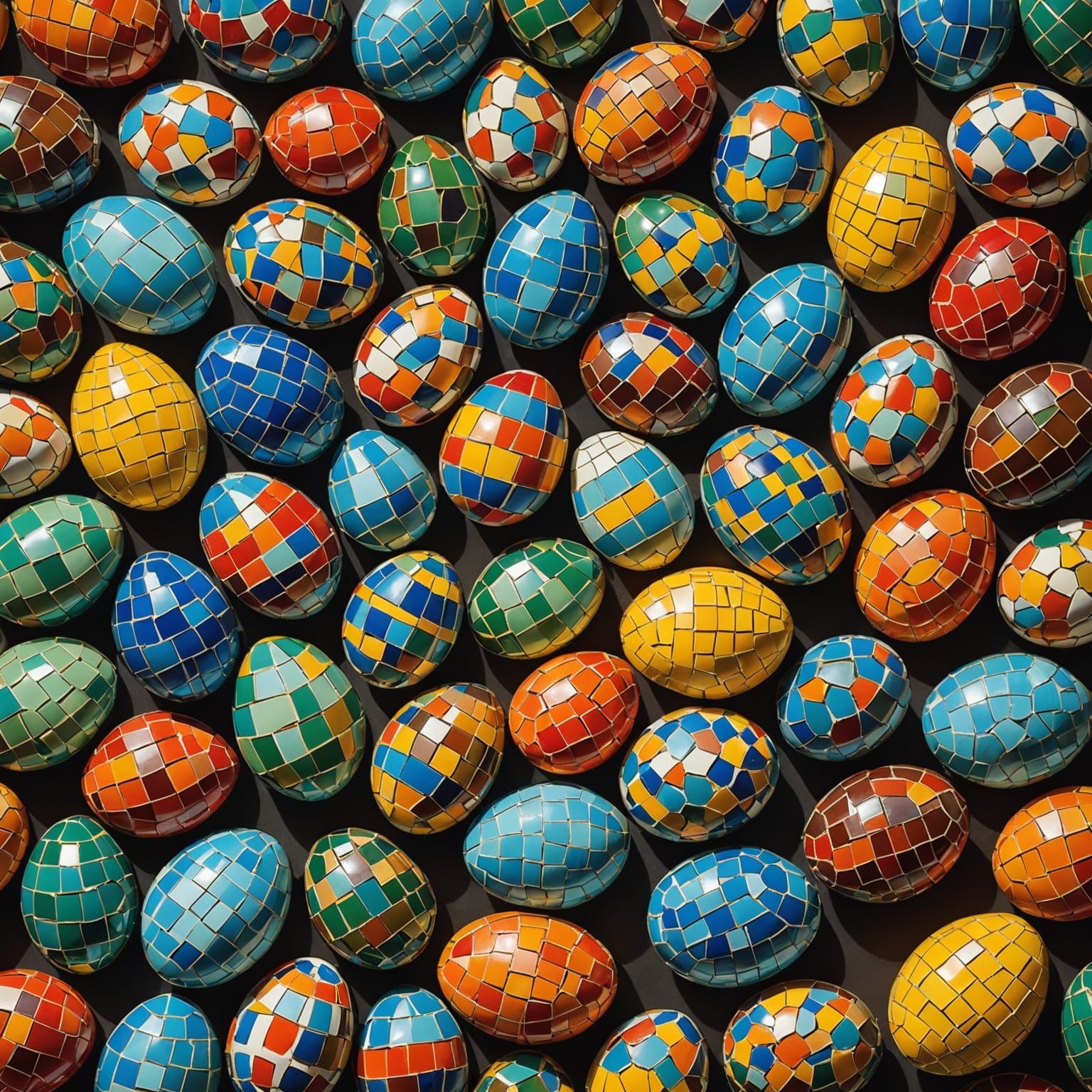 Vibrant Easter Egg Mosaic Artwork in Abstract Style