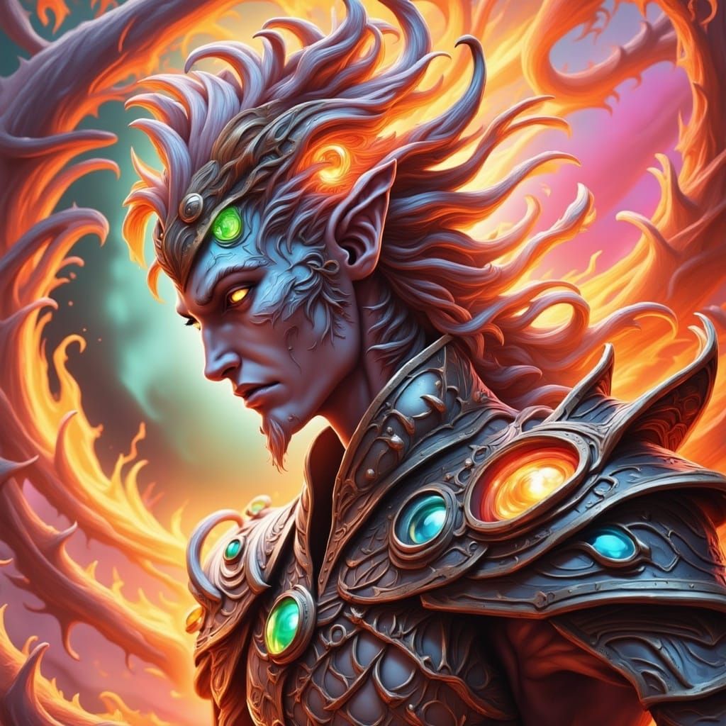 Dark Fae Warrior in Ornate Armor, Twisted Silhouettes