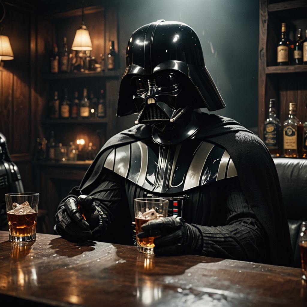 Darth Vader Drinks Whiskey: Cinematic Film Still