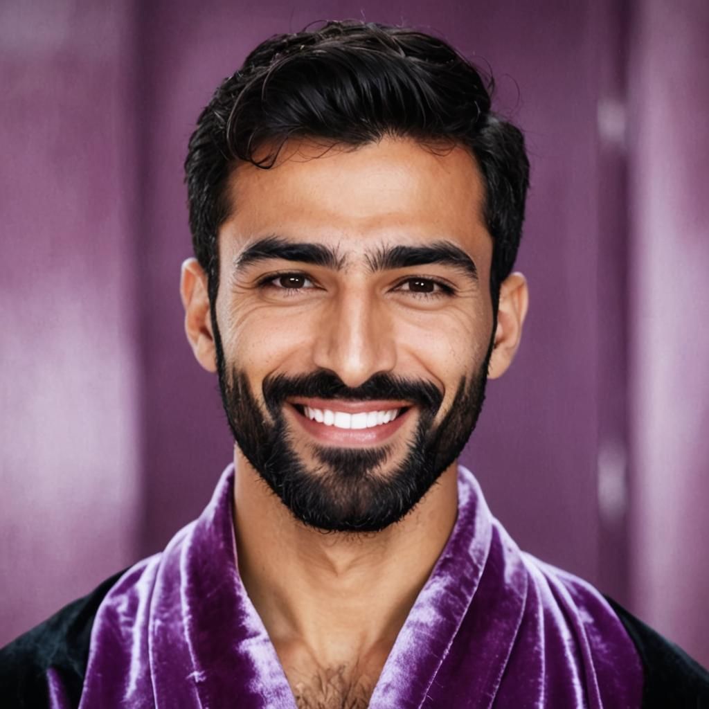 Hirsute Man in Velvet Robe as Impasto Painting