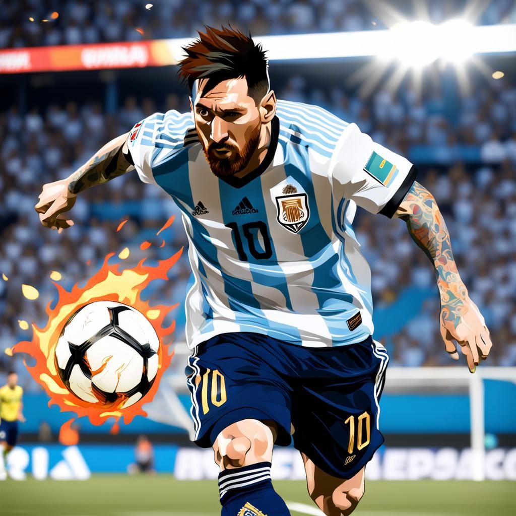 Soccer Star Scores with Flaming Ball in Manga Style