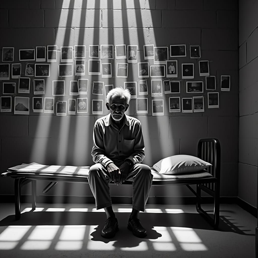 Photorealistic Portrait of Older Man in Shadow