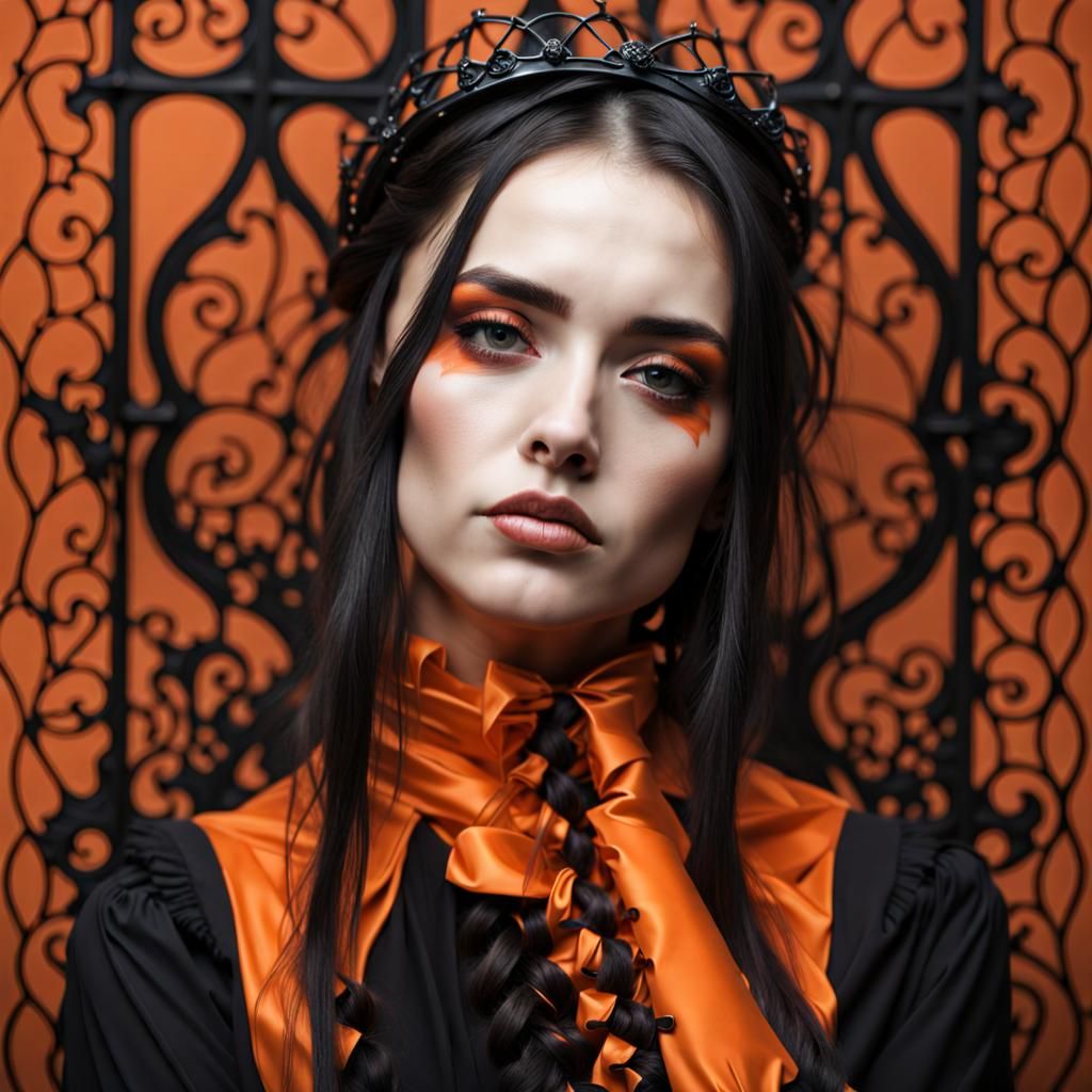 Gothic Girl Portrait with Orange Color Theme