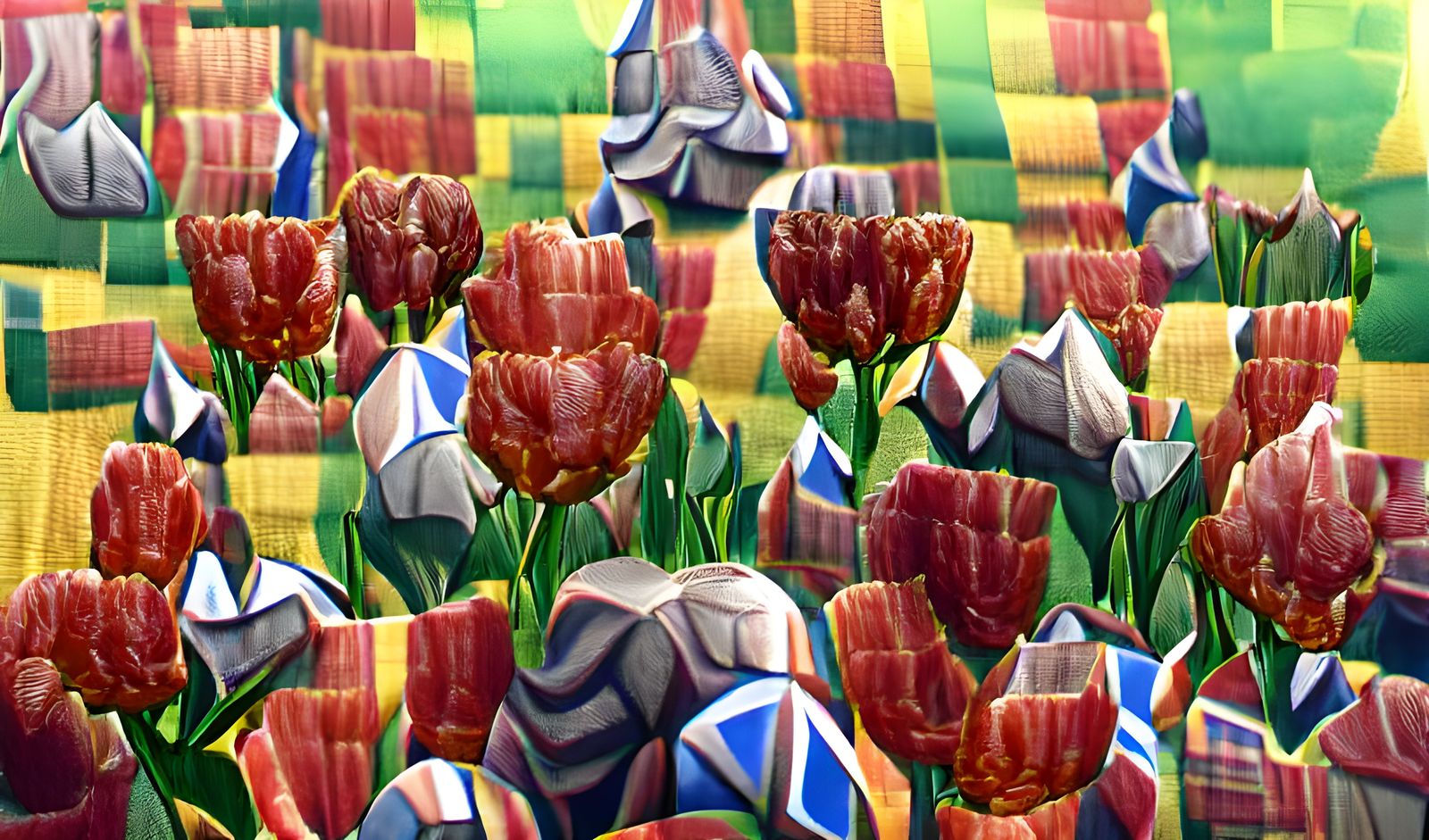 Plaid Tulips: Intricate Acrylic Painting in 8k