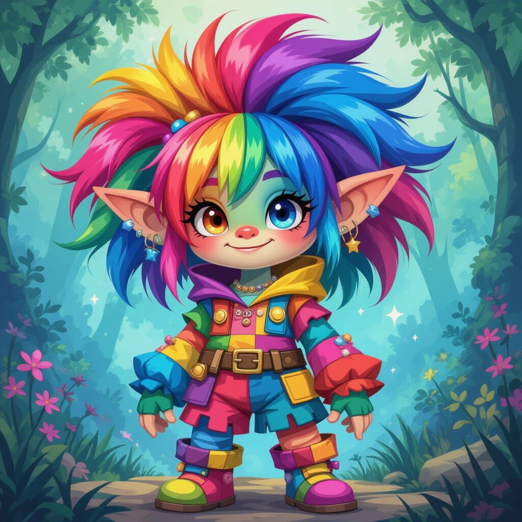 Colorful Troll in Fantasy Setting