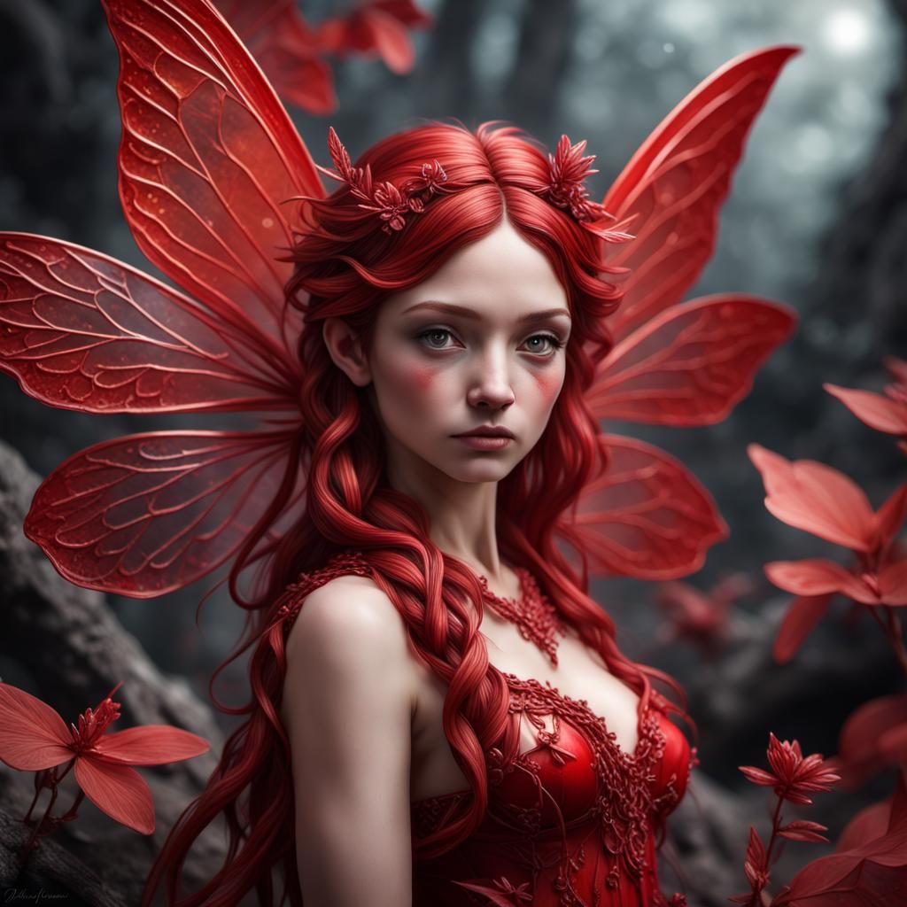 Cinnabar Quartz Fairy in Hyperrealistic Style