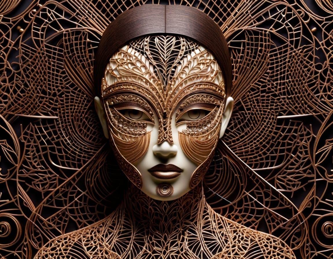 Portrait Embroidery on Lasercut Wood