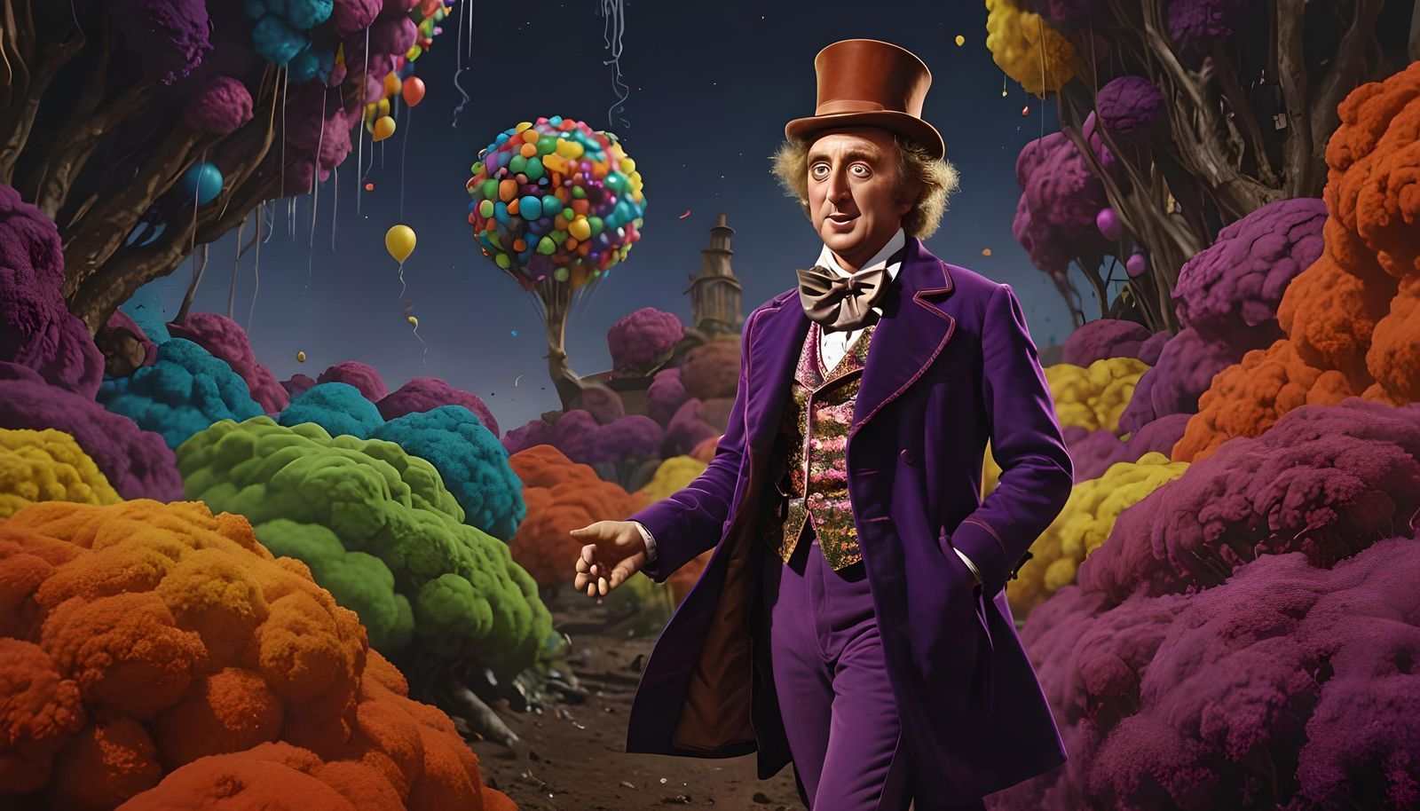 Willy Wonka Portrait in Detailed Matte Painting Style