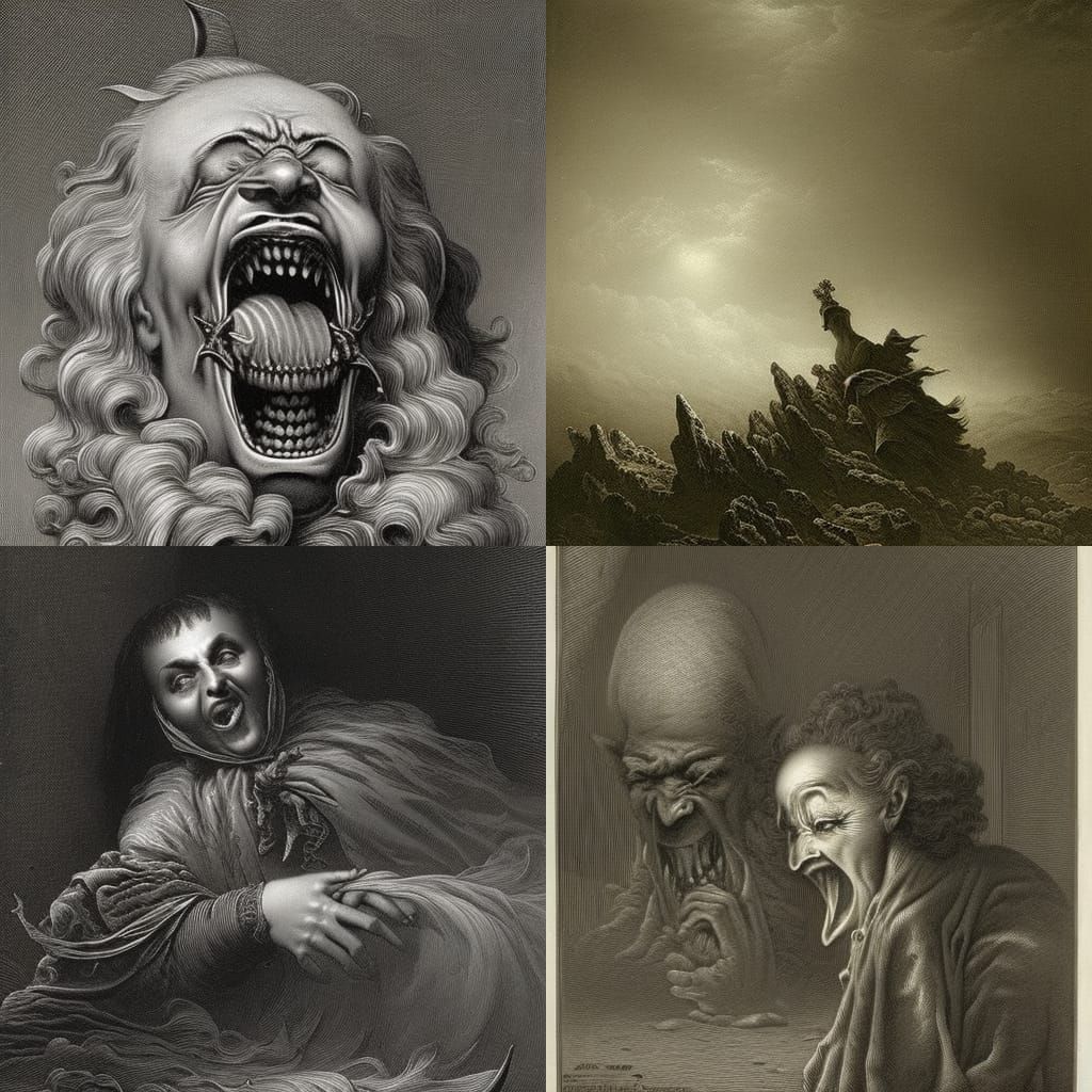 Psychopathic Smile in Horror Illustration Style