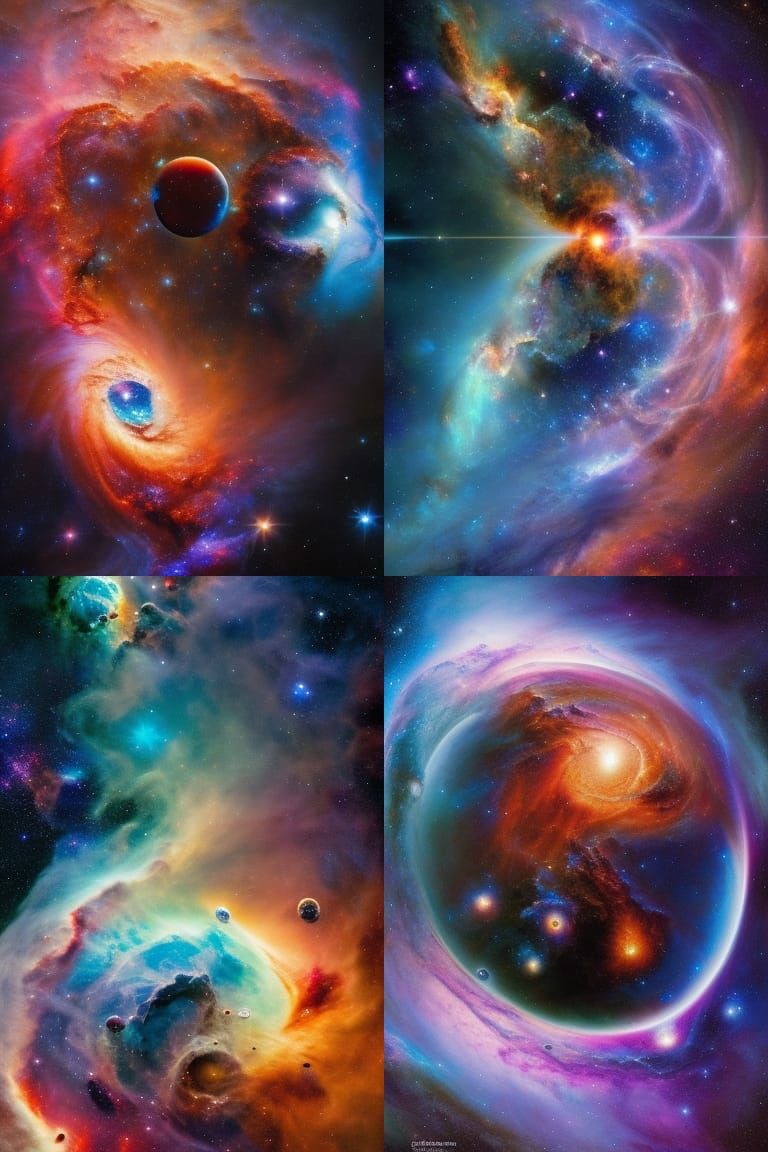 Gemini Zodiac Sign in Nebula, Ornate Digital Art