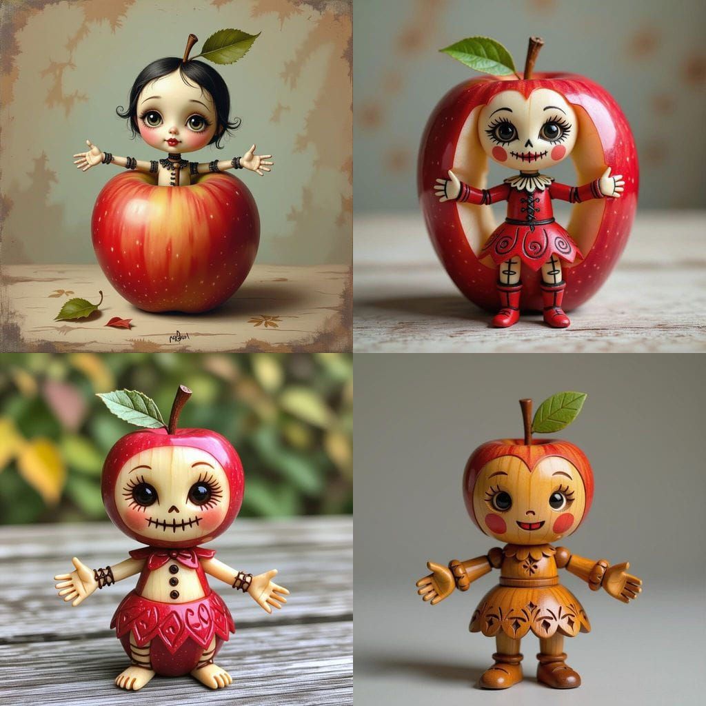 Cute Voodoo Style Apple Carving