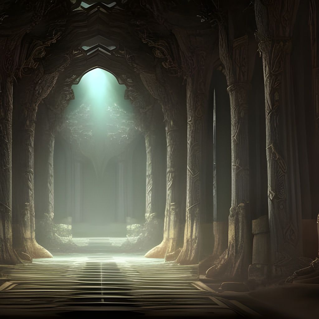 Sunlit Elven Temple Interior: Digital Matte Painting