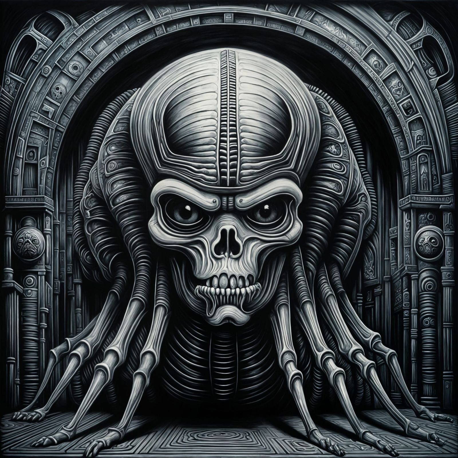 Pug in Biomechanical Horror Style