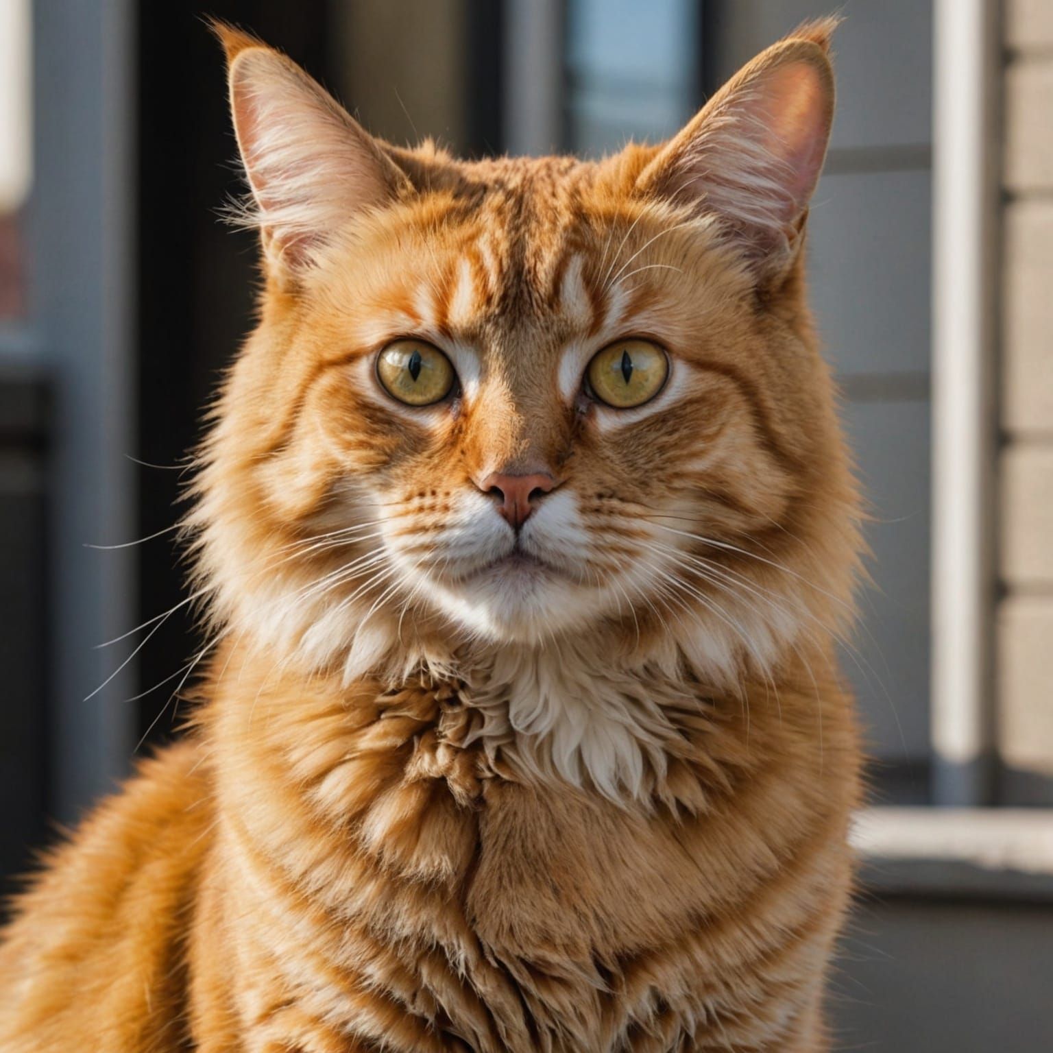 Muscular Golden Tabby Cat with Amber Eyes