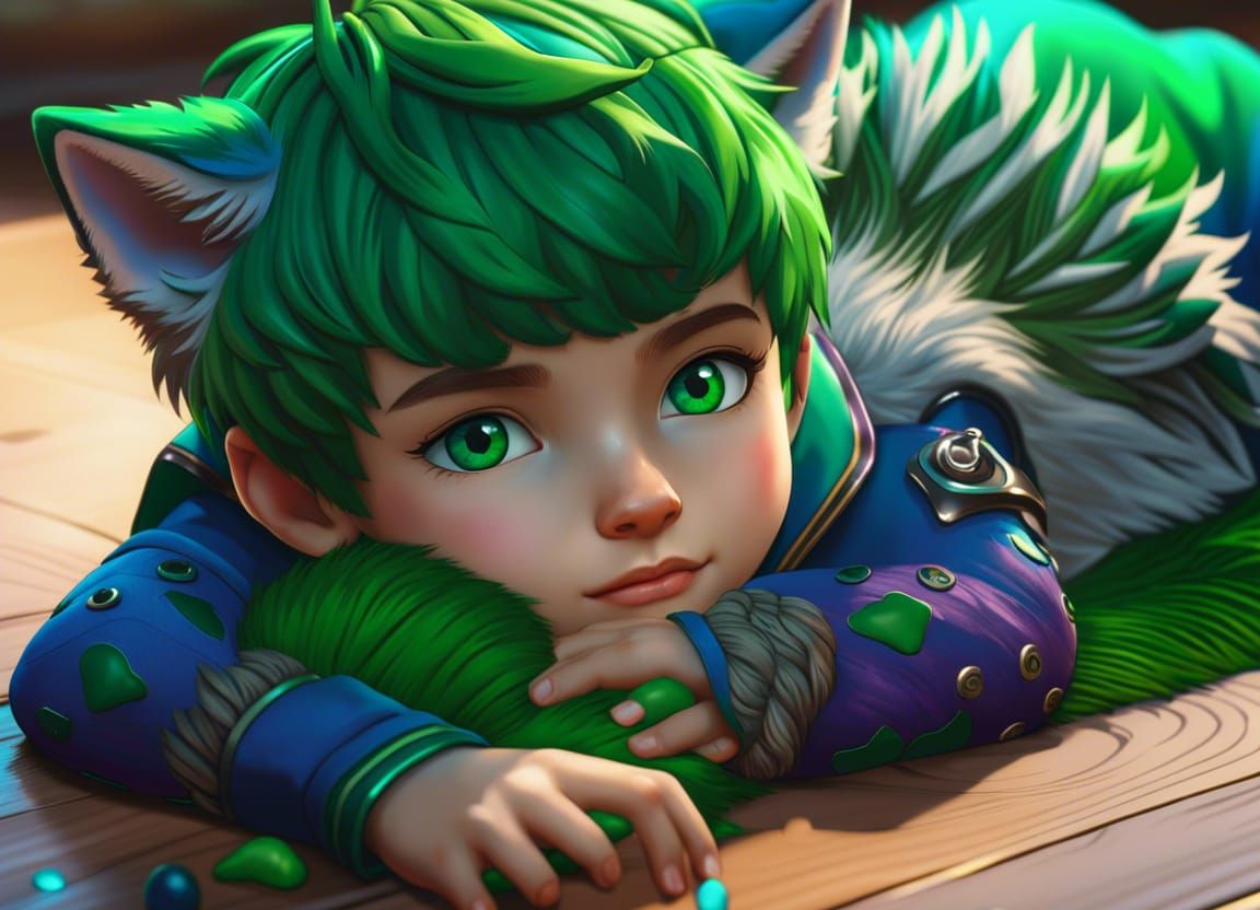 SOLO SEMIREALISM HUMAN BOY IN WOLF OUTFIT