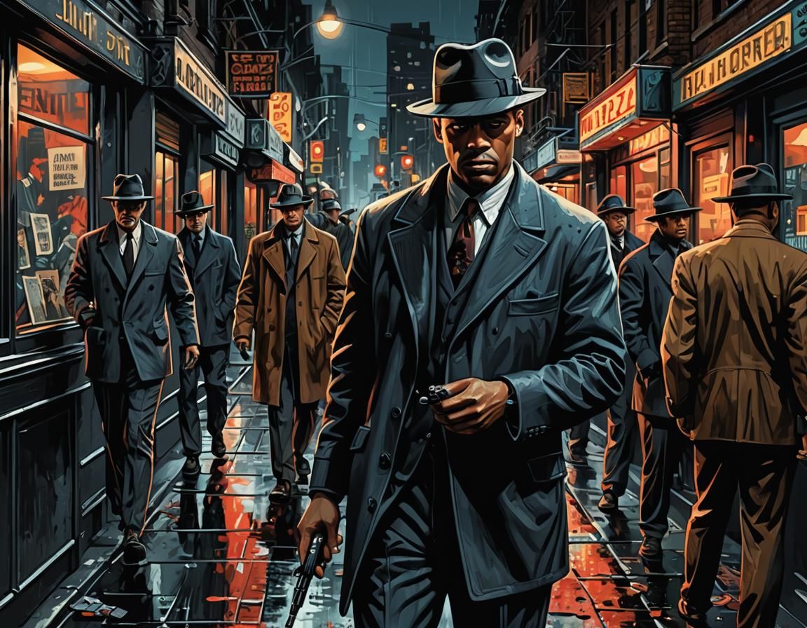 Noir Jazz Era Crime Thriller in Expressionist Style