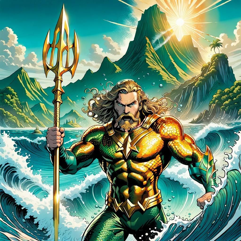 Hyperdetailed Aquaman Face in Vibrant Comic Art