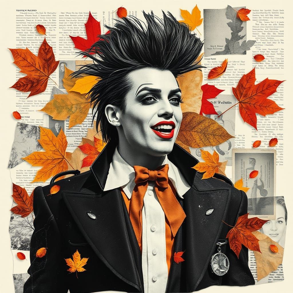 Avant-Garde Autumn Performer in Torn Paper Collage