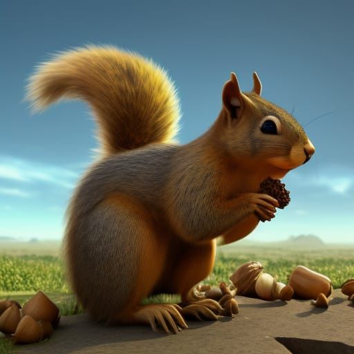 Giant Squirrel Robot in Sci-Fi Ruins