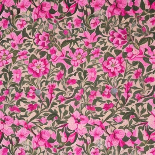Pink Floral Pattern in Arts and Crafts Style