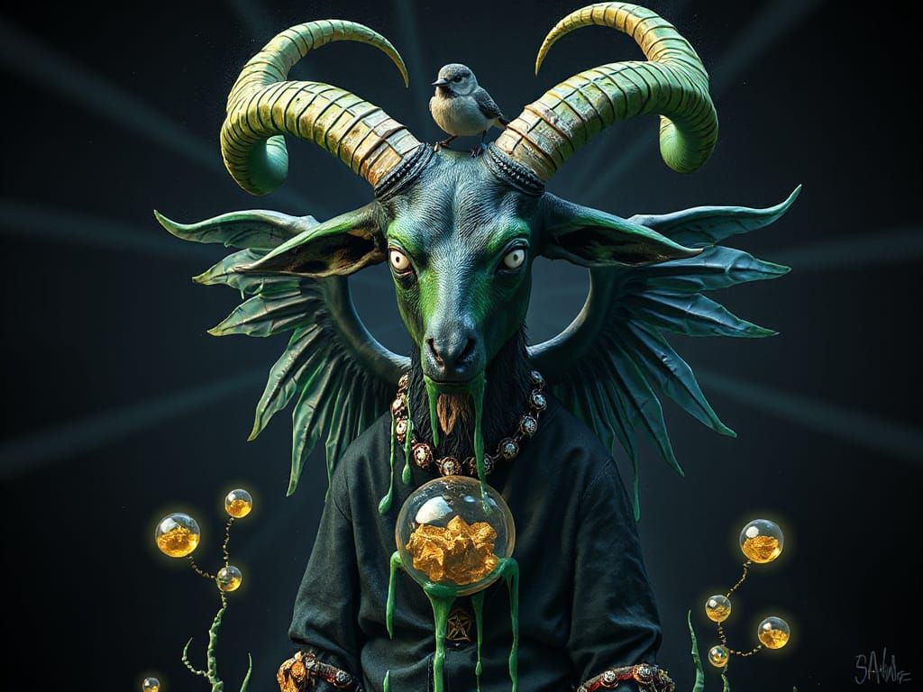 Cybergothic Fentanyl Deity in Psychedelic Astral Realm