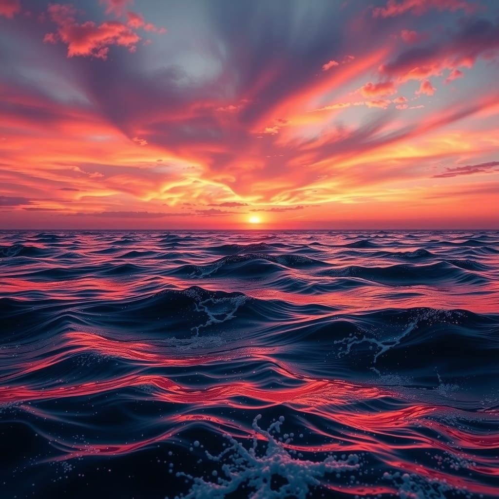 Sunset Seascape with Twinkling Star Reflections