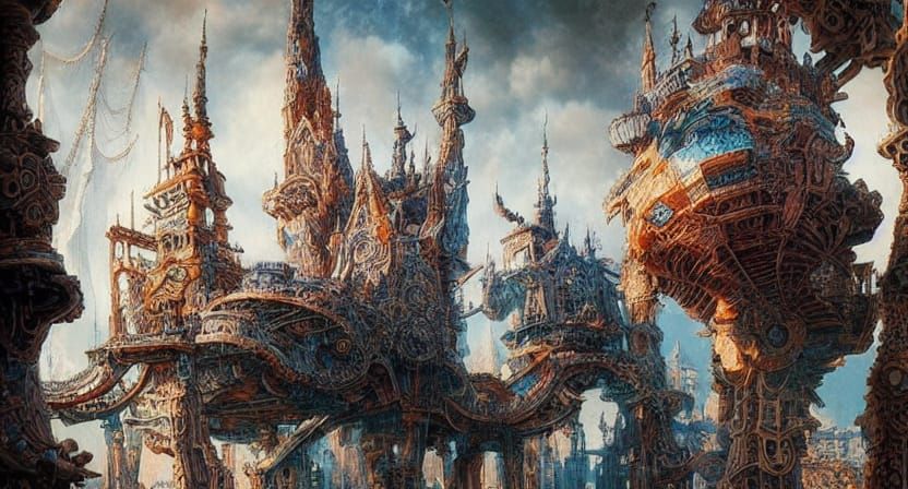 Surreal Epic Gaudi Castles in the sky