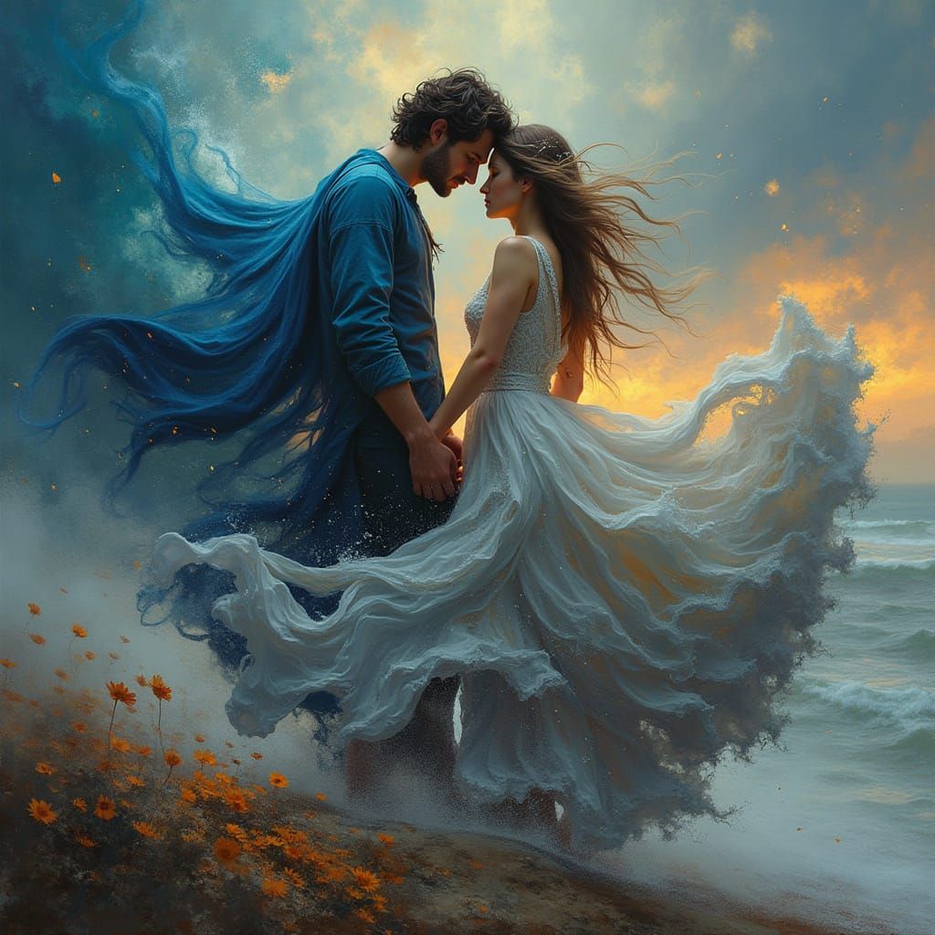 Couple Amidst Elemental Forces in Cosmic Style