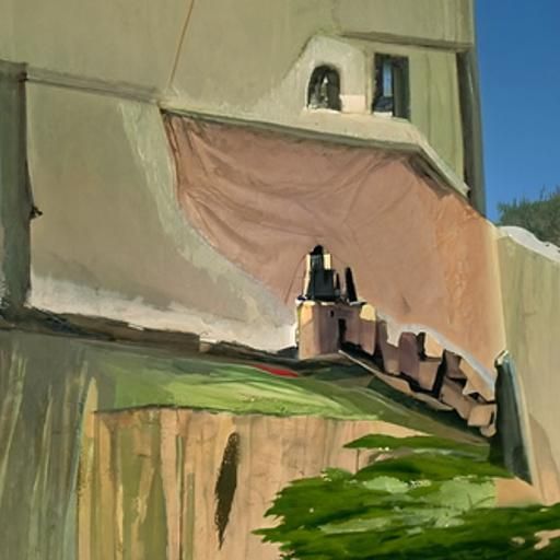 Medieval Castle as Impasto Painting