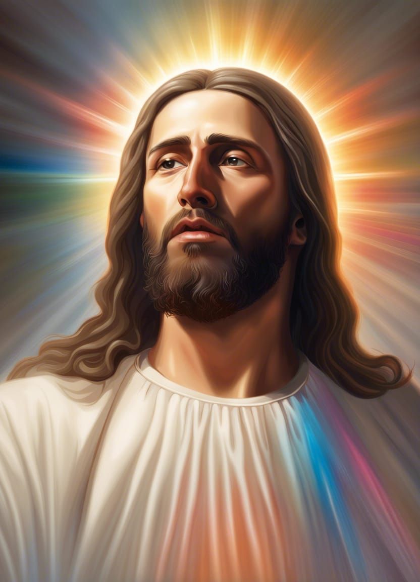 Hyperrealistic Divine Mercy Jesus in Splash Art Style