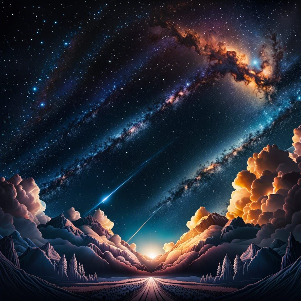 Beautiful Night Sky with Stars in HDR