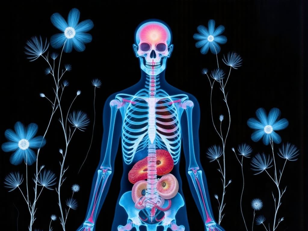 X-Ray Figure in Agony Against Blacklight