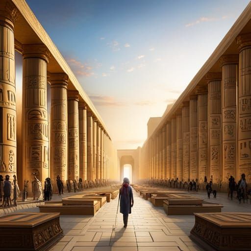 Ancient Egyptian Artifacts in Museum Gallery