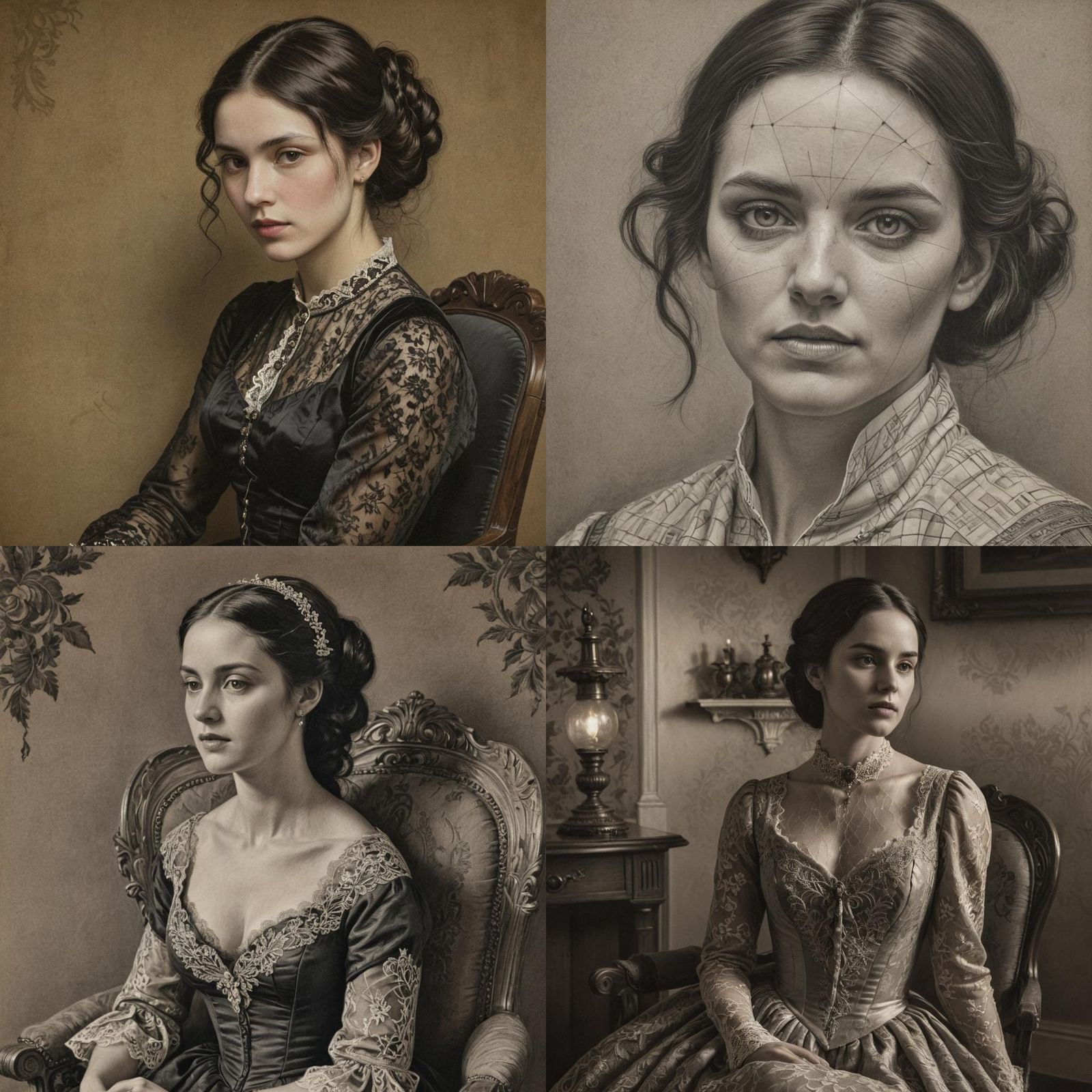 1840s Woman in the American South: Charcoal Drawing