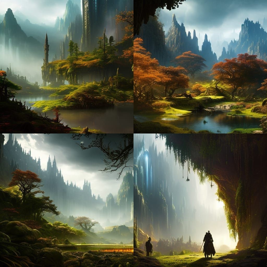 Epic Fantasy Landscape: Lush Meets Desolate in Digital Art