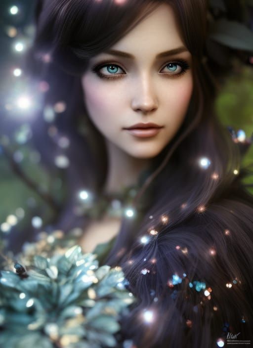 Beautiful Wood Elf Portrait in Triadic Colors