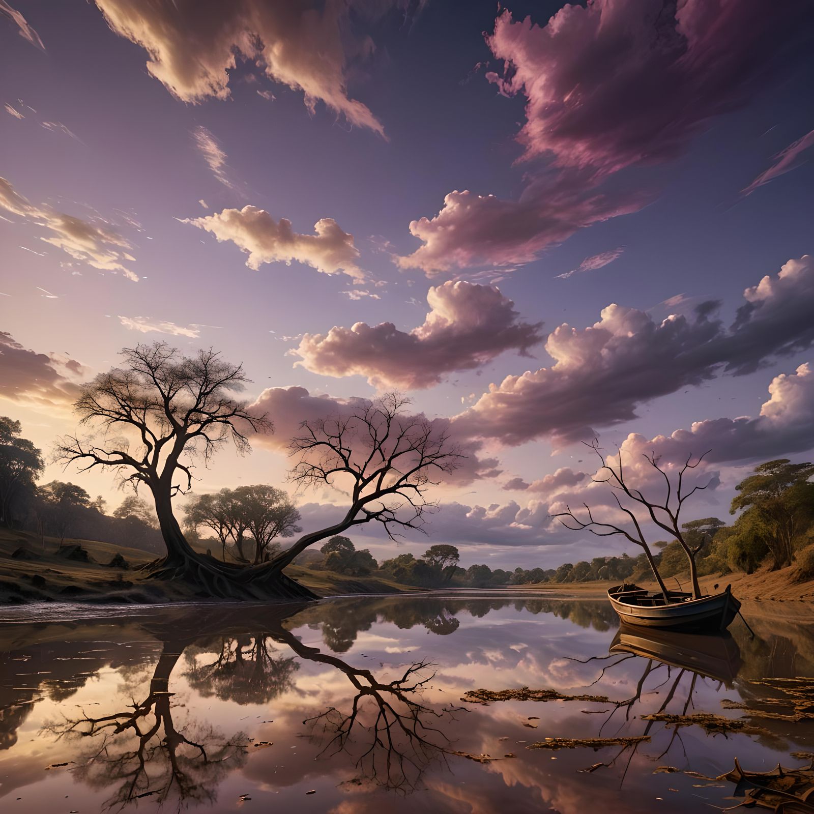 Vibrant Sunset Reflections on Orinoco River
