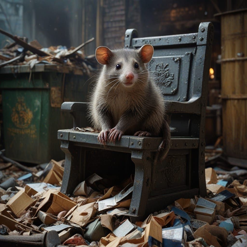 Regal Trash Kingdom: A Hyper-Realistic Surreal Masterpiece