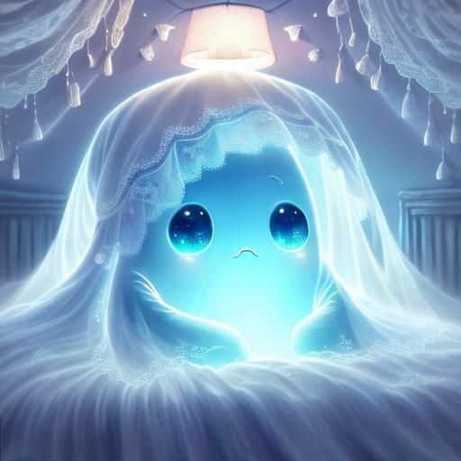 Scared Ghost Hiding: A Watercolor Painting