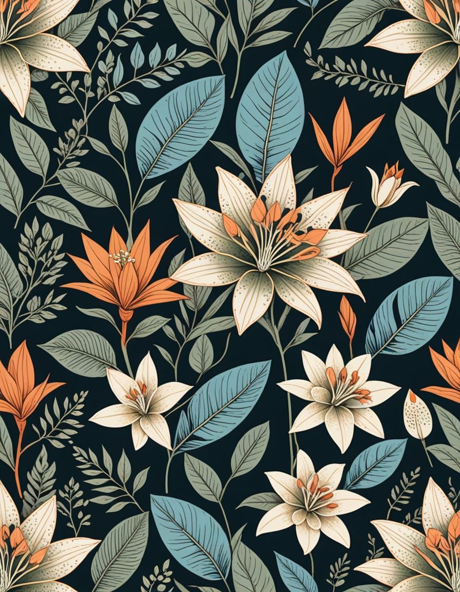 Exotic Bohemian Botanicals in Powder Blue