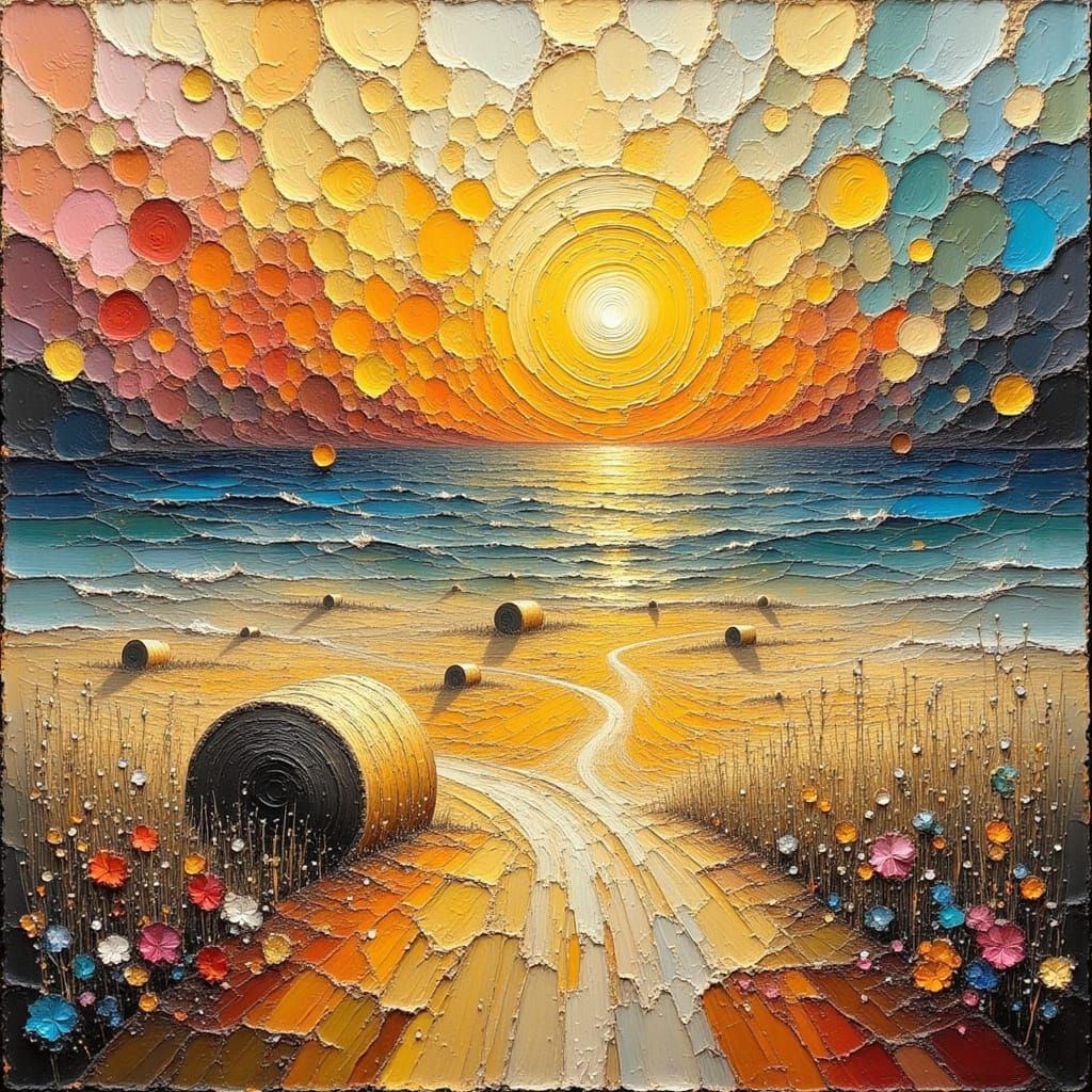 Kansas Wheat Farm in Impasto Style