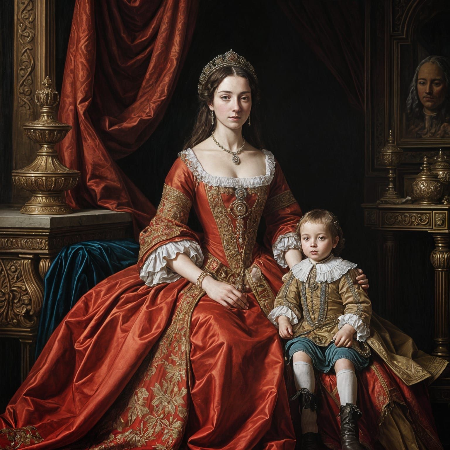 Regal Stuart-Era Family Portrait in Warm, Rich Tones