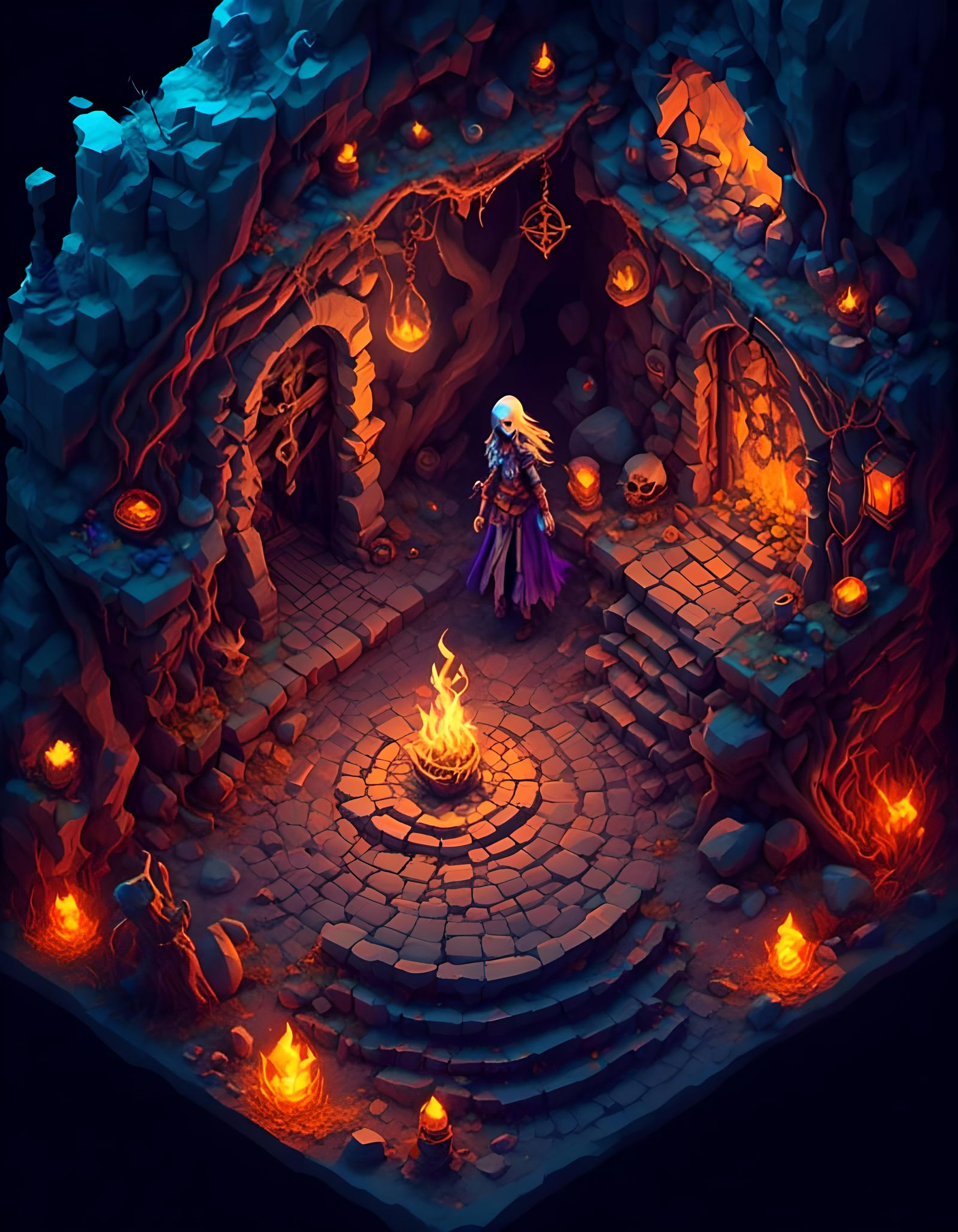 Isometric Necromancer Raising the Dead