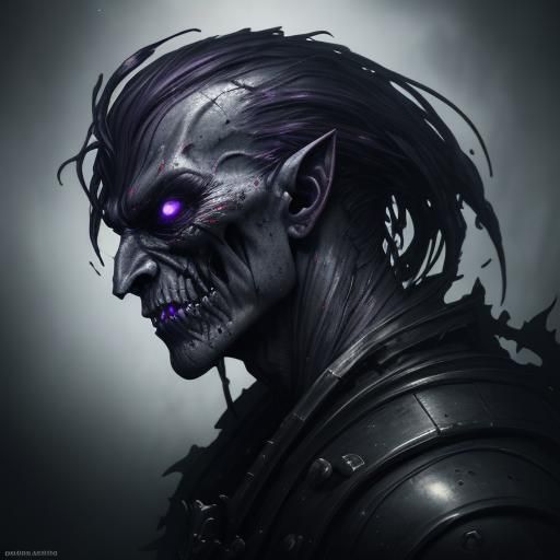 fantasy dark art cyborg portrait double exposure vampire ali...