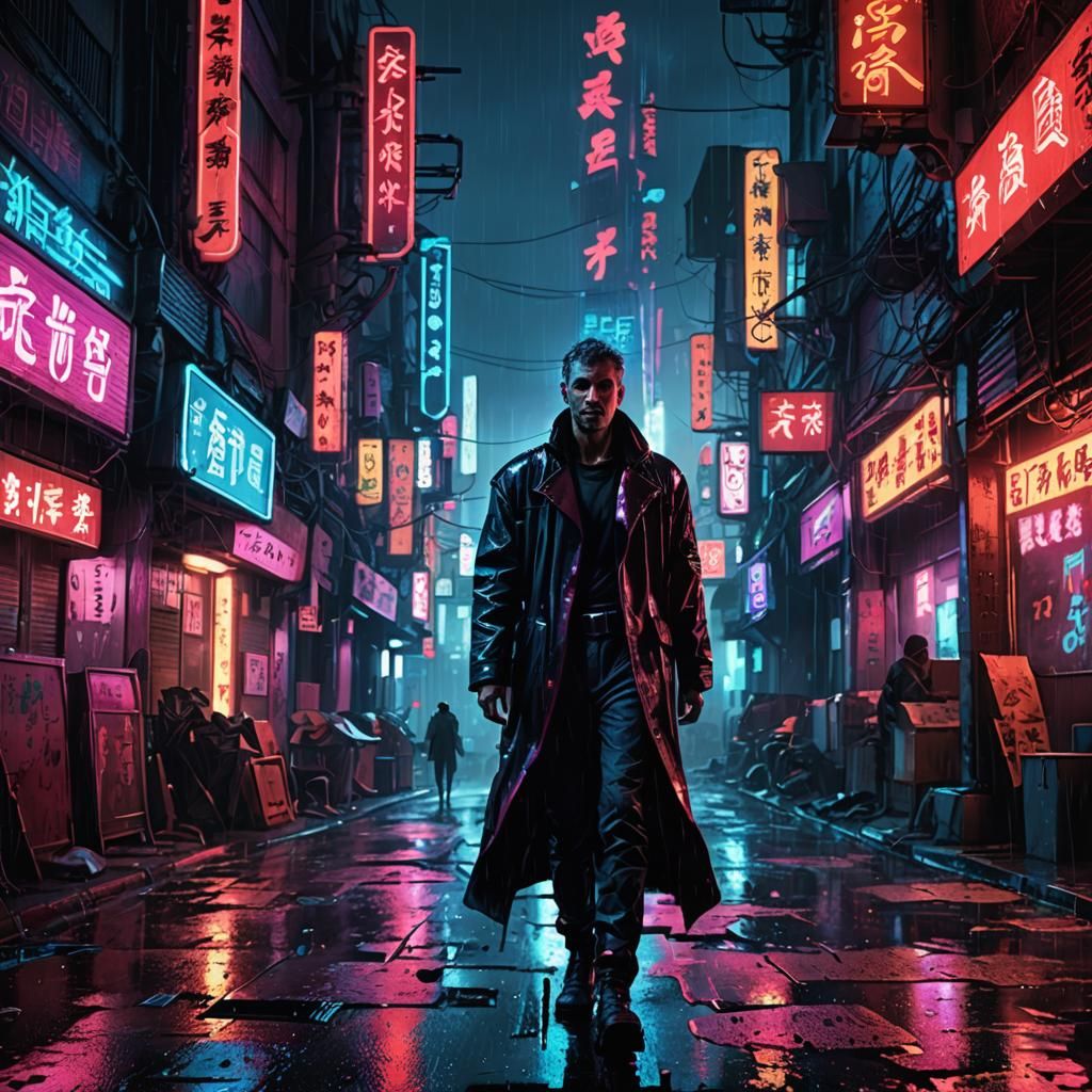 Cyberpunk Cityscape with Blade Runner Style