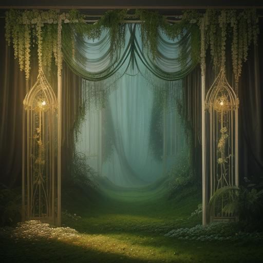 Enchanted Flower Garden Dreamscape in Ethereal Light